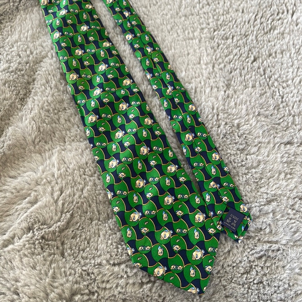 Vintage Burberry London Silk Tie Fish Print
